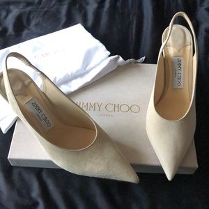 Jimmy Choo White sand suede shoes